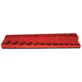 Red Magnetic 3/8" Drive Socket Holder, Plastic, 14" Length, 2-3/4" Width