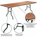 Flash Furniture Folding Table: 36 in Wd, 96 in Lg, 30 in, Natural, Wood