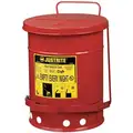 Justrite Red Galvanized Steel Oil Waste Can 6 Gallon Capacity