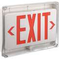 Lumapro Exit Sign: With Battery Backup, Red, 1 Faces, Plastic, Nickel Cadmium, Ceiling, 10 1/8" Overall Height