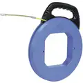 Ideal Fish Tape: 200 ft Lg, Manual Wind Tape Retraction, 500 lb Tensile Strength, Round Tape Shape