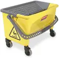 Rubbermaid Yellow and Black Polypropylene Mop Bucket and Wringer, 7 gal.