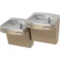 Two-Level Drinking Fountain: On-Wall, Refrigerated, 24 7/8 in Ht, Tan, Non-Filtered