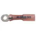 Crimp Soldered Seal Ring Terminal, Red, 20-18 Awg, 3/8" Stud Size