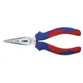 Westward Needle Nose Pliers: 2-1/4" Max Jaw Opening, 6"Overall Lg, 2" Jaw Lg, 1/8" Tip Wd, Serrated