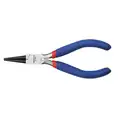 Westward Round Nose Plier: 1 1/4 in Max Jaw Opening, 5 in Overall Lg, 1 in Jaw Lg, 1/8 in Tip Wd, Serrated