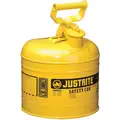 Justrite Type I Can Type, 2 gal., Diesel, Galvanized Steel, Yellow