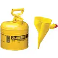 Justrite Type I Safety Can: For Diesel, Galvanized Steel, Yellow, 9 1/2 in Outside Dia., Type I