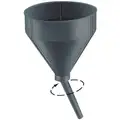 Drum Funnel, Overall Capacity 3 qt, Spout OD 58 in, Spout Length 4 7/16 in, Color Black