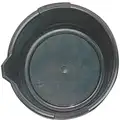 Oil Drain Basin: Polypropylene, 0.41 gal Capacity, 13 1/2 in Overall Dia, 4 1/2 in Overall Ht, Black
