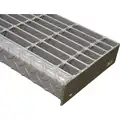 Black Painted Steel Serrated Surface Bar Grating Stair Tread, 36" Width, 10.9375" Depth