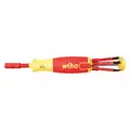 Wiha Tools Multi-Bit Screwdriver, Phillips, Slotted, Square, Locking, Alloy Steel, Number of Pieces 7