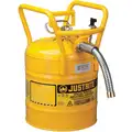 Justrite Type II DOT Safety Can: For Diesel, Galvanized Steel, Yellow, Includes Hose, 17 1/2 in Ht