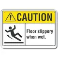Lyle Recycled Aluminum Slippery When Wet Sign with Caution Header, 10" H x 14" W