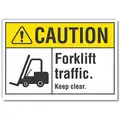Lyle  Lift Truck Traffic Caution Reflective Label: Reflective Sheeting, Adhesive Sign Mounting, Caution