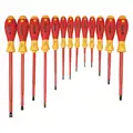 Wiha Tools Insulated Screwdriver Set, Phillips, Slotted, Ergonomic, Number of Pieces 13