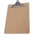 Brown Hardboard Clipboard, Letter File Size, 9" W x 12-1/2" H, 1/2" Clip Capacity, 1 EA