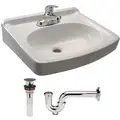 Vitreous China Wall Bathroom Sink Kit With Faucet, 15-1/4" x 10-3/4" Bowl Size