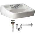 Vitreous China Wall Bathroom Sink Kit With Faucet, 10-1/2" x 16-1/2" Bowl Size