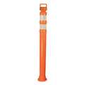 Strobing Delineator: Temporary, Orange, 45 in Overall Ht, Looper Top, 45 in Conical Ht, Nestable