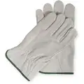 Cowhide Drivers Gloves, Shirred Wrist Cuff, Gray, Size: L, Left and Right Hand