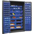 Bin Cabinet: 36 in x 24 in 72 in, 0 Shelves, 126 Bins, Blue, Flush, 16 ga Panel, Gray