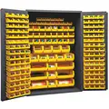 Bin Cabinet: 48 in x 24 in 72 in, 0 Shelves, 186 Bins, Yellow, Flush, 14 ga Panel, Gray