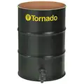 Tornado Vacuum Drum: 55 gal Capacity, 36 1/2 in Overall Ht, 23 1/2 in Outside Dia., Black, Unlined, 18 Gauge