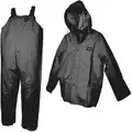 3-Piece Rain Suit with Jacket/Bib Overall, ANSI Class: Unrated, 2XL, Black, High Visibility: No