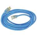 Southwire Extension Cord: 25 ft Cord Lg, 12 AWG Wire Size, 12/3, SJTW, NEMA 5-15P, Blue, Power Indicator, PVC