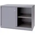 Base Cabinet, Sliding Doors, 56-1/2"W x 28-1/2"D x 41-3/4"H, 2 Shelves, Light Gray