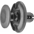 Push Retainer, 7 mm L, 10 mm L, 20 mm Head Dia., Black, 10 PK