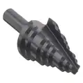 Step Drill Bit, High Speed Steel, 3 Hole Sizes, 3/8" Step Thickness, 1/2" - 1-1/8"