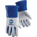 Miller Electric Welding Gloves, Gauntlet Cuff, XL, 12" Glove Length, Goatskin Leather Palm Material
