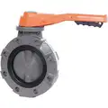 Butterfly Valve: Wafer Style, CPVC, 6 in Pipe Size, 150 psi Max. Water Pressure