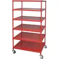 Mobile, Open Metal Shelving; 800 lb. Shelf Weight Capacity, 24" D x 67" H x 36" W, Red