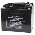 12 VDC, Sealed Lead Acid Battery, 33 Ah, Threaded Receptacle, 6.26" Height, 21.6 lb. Weight