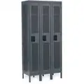 Gray Wardrobe Locker, (3) Wide, (1) Tier Openings: 3, 36" W X 18" D X 78" H