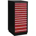 Stationary Full Height Modular Drawer Cabinet, 13 Drawers, 28-3/4"W x 28"D x 62-1/4"H Black/Red