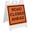 Plasticade Barricade Sign: 36 in Overall Ht, 25 in x 36 in, Engineer, Reflective, Unrated with Signage, Sand