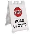 Barricade Sign: 45 in Overall Ht, 25 in x 45 in, Engineer, Reflective, Unrated with Signage, Sand