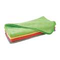 Medium Duty Microfiber Towel, Green, Red, Yellow, Gray, 12" x 16", 12 PK