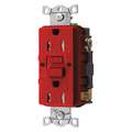 Hubbell Wiring Device-Kellems 15 AA Commercial Receptacle, Red; Tamper Resistant: Yes