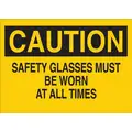 Brady Plastic Eye Protection Sign with Caution Header, 7" H x 10" W