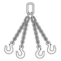 5 ft Oblong, Sling Hook Chain Sling, Grade 80 Alloy Steel , Number of Sling Legs: 4