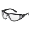Safety Glasses: Wraparound Frame, Frameless, Black, Black, M Eyewear Size, Unisex