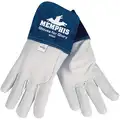 MCR Safety Welding Gloves: Wing Thumb, Gauntlet Cuff, Premium, White Goatskin, L Glove Size, 1 PR