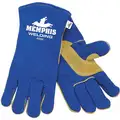 Mcr Safety Welding Gloves: Wing Thumb, Gauntlet Cuff, Premium, Blue Cowhide, MCR Safety Welding 4500, 1 PR
