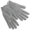Knit Gloves, Cotton Polyester Blend Material, Knit Wrist Cuff, Gray, Glove Size: L