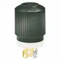 Bryant 15A Industrial Grade Non-Shrouded Locking Plug, Black/White; NEMA Configuration: L6-15P
